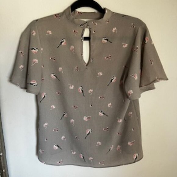 🧡3/15 Kaii Los Angeles Bird Floral Print Top Decorative Front Buttons Women's S - Picture 5 of 12